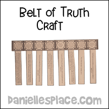 sunday school Belt of Truth bible craft from www.daniellesplace.com