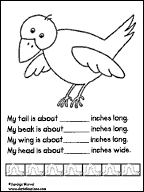 robin inchworm measuring worksheet