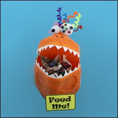 Milk Jug Monster Table top garbage container