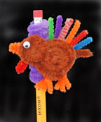 Chenille Stem Thanksgiving Turkey Pencil top or broach
