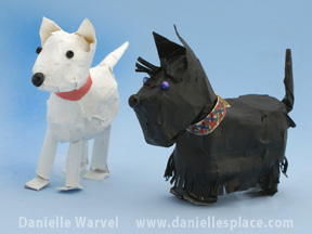 Dog Newspaper and Tape Sculpture www.daniellesplace.com