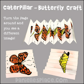 Caterpillar Changing to Butterfly Folded Paper Craft from www.daniellesplace.com