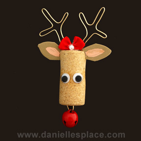 Reindeer Cork Christmas Ornament Craft www.daniellesplace.com