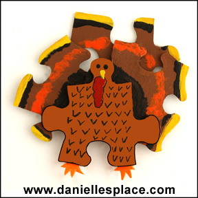 Turkey Puzzle Pieces Pin for Thanksgiving www.daniellesplace.com