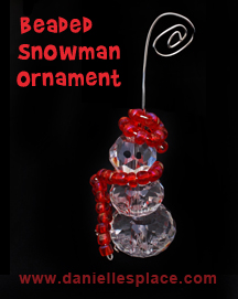 Beaded Snowman Christmas Ornament www.daniellesplace.com