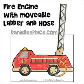 Fire Engine with Moveable Ladder and Hose Bible Craft from www.daniellesplace.com