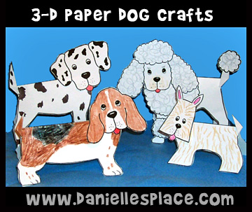 Dog Craft- 3D Folded Paper Dogs Kids Can Make on www.daniellesplace.com