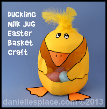 Duckling Easter Basket Milk Jug Craft Kids Can Make - Easter Craft www.daniellesplace.com