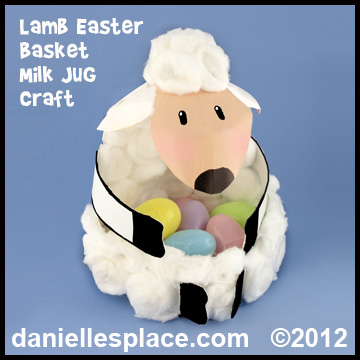Easter Craft - Lamb Easter Basket Milk Jug Craft Kids Can Make www.daniellesplace.com