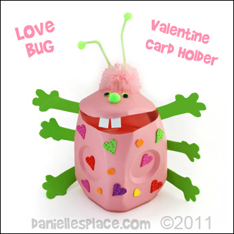 Valentine Box Card Holder - Milk Jug Love Bug Valentine Box www.daniellesplace.com