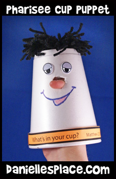 Pharisee Cup Puppet Bible Craft for Sunday School www.daniellesplace.com
