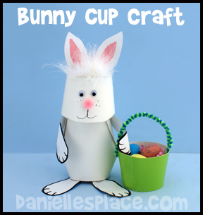 Easter Bunny Paper Cup Craft Kids Can Make www.daniellesplace.com