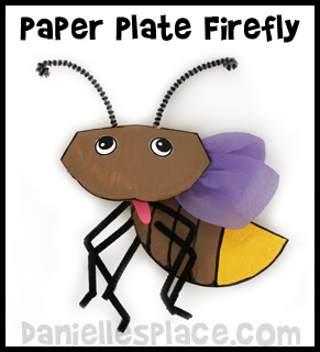 Firefly Lightening Bug Paper Plate Craft Kids Can Make from www.daniellesplace.com