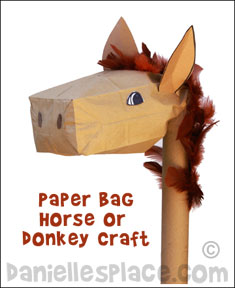 Stick Horse or Donkey Paper Bag Craft www.daniellesplace.com