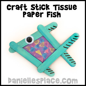 Stick Tissue paper Paper  craft Rainbow crepe  Craft Fish www.daniellesplace art Craft  Fish