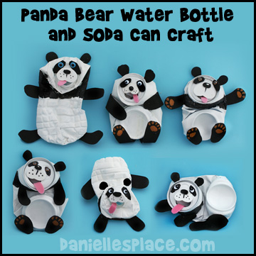 Panda Bear Craft Water Bottle and Soda Can Recycle Craft from www.daniellesplace.com www.daniellesplace.com