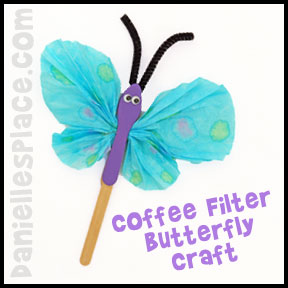 Butterfly Craft - Coffee Filter Butterfly Craft for Kids from www.daniellesplace.com