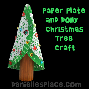 Christmas Craft - Paper Plate and Doily Christmas Tree Craft from www.daniellesplace.com