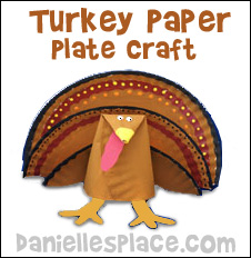 Turkey Paper Plate Craft for Kids from www.daniellesplace.com