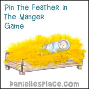 Pin the feather on the manger game