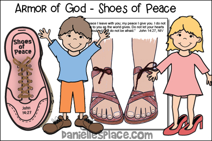 Armor of God Shoes of Peace Bible Crafts, Bible lesson, and Bible Games for Children
