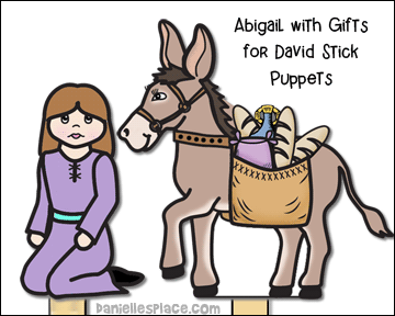 Abigail Brings David Gifts on a Donkey Stick Puppets for Children's Ministry or Children's Sermon