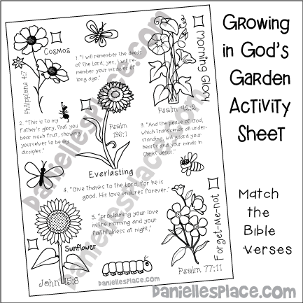 Flower Bible Verse Matchup Activity Sheet