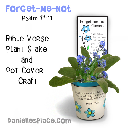 Forget-me-not Bible verse Plant Stake and Pot cover Craft