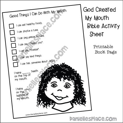 God Made Me - Creation Mouth Activity sheet