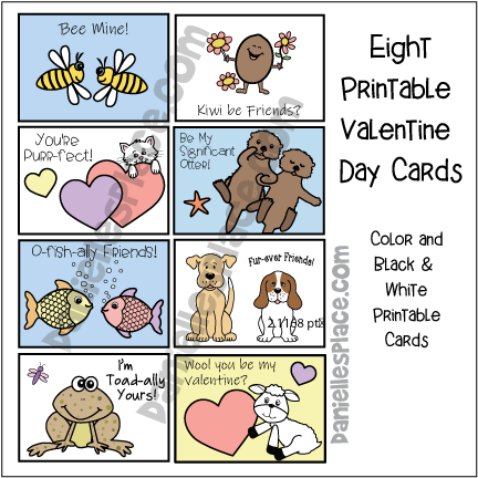 Valentine's Day Printable Valentine Day Cards for Children