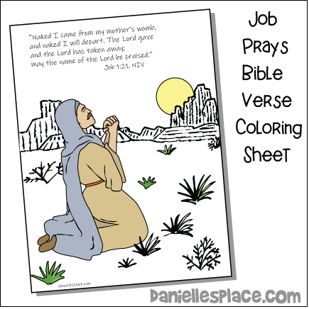 Job Praying to God Bible Verse Coloring Sheet - Job's First Test