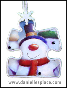 Snowman puzzle piece Christmas Ornament Craft www.daniellesplace.com