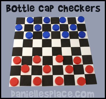 Milk Jug Caps Checker Board Game Kids Can  Make www.daniellesplace.com