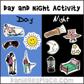 Day and Night Activity Sheet for Creation Bible Lesson from www.daniellesplace.com