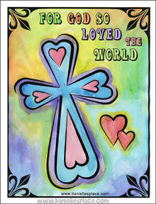 Easter Bible Craft - Easter Cross Craft - "For God so Loved the World" Cross Craft from www.daniellesplace.com