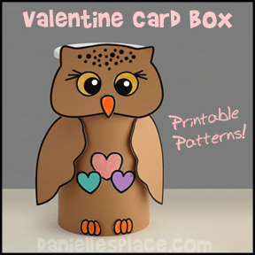 Valentine's Day Card Holder Craft - Owl Valentine Box made from an Oatmeal Box from www.daniellesplace.com