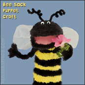 Bee Sock Puppet Craft from www.daniellesplace.com