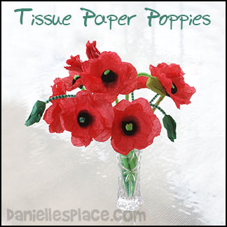 Tissue Paper Poppy Craft for Kids from www.daniellesplace.com