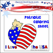 Kitty Coloring Sheet-Patriotic Coloring Sheet