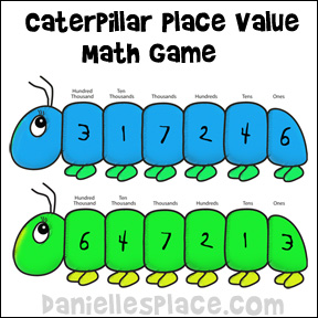Caterpillar Place Value Math Game from www.daniellesplace.com