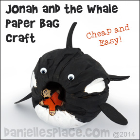 Jonah and the Whale Paper Bag Craft for Sunday School from www.daniellesplace.com ©2014