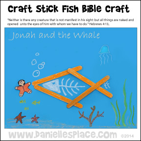 Jonah and the Whale Craft Stick Craft from www.daniellesplace.com ©2014