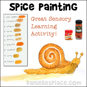 Spice Painting - Use spices from your cubbard to make paints - Great sensory learning activity for children from www.daniellesplace.com