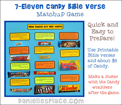 7-Eleven Candy Bible Verse Match Game from www.daniellesplace.com ©2014