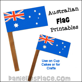 Australia Flag Day Craft - Australian Flag Printables in two sizes.  Use to decorate cup cakes or for Australia Day Crafts or celebrations from www.daniellesplace.com