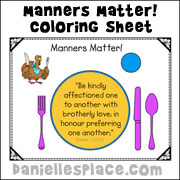 Thanksgiving Activities for Older Children - Manners Matter Coloring Sheet from www.daniellesplace.com
