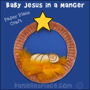 Baby Jesus in a Manger Paper Plate Craft from www.daniellesplace.com copyrigth 2014 