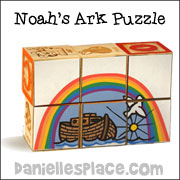 Noah's Ark Block Puzzle for "More Wise and Foolish Builders" Sunday School Lesson from www.daniellesplace.com