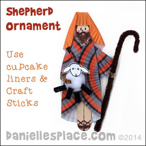 Shepherd Craft using cup cake liners and craft sticks