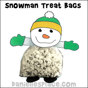 Snowman Popcorn Treat Bag Craft from www.daniellesplace.com